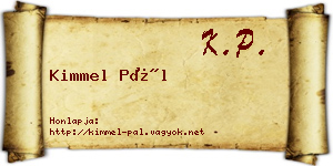 Kimmel Pál névjegykártya